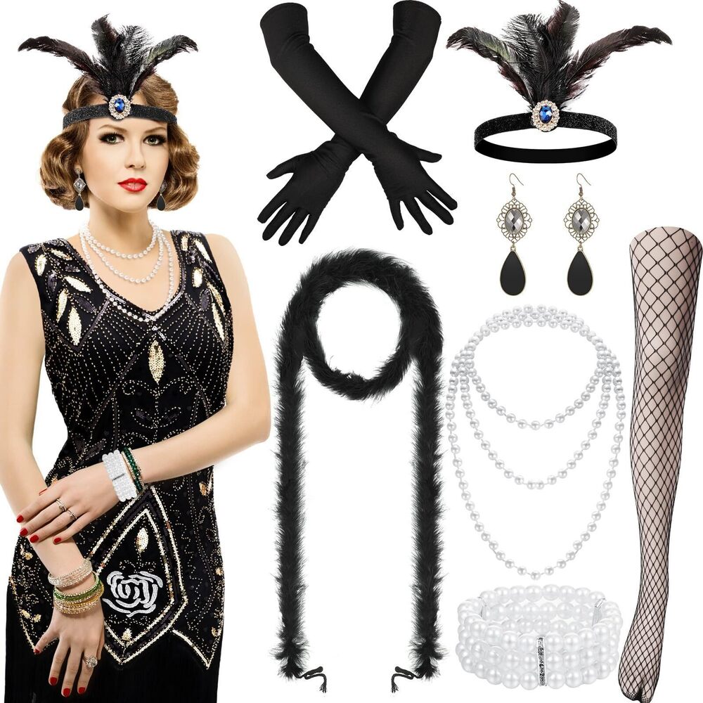 1262 1920s Vintage Fringed Sequin Dress 20s V Neck Sequin Beaded Fringed